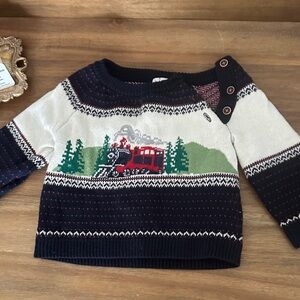 Janie and Jack Red and train Knit Sweater